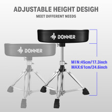 Donner Drum Stool Adjustable Drum Throne Padded Stool Motorcycle Style Drum Chair for Music Show
