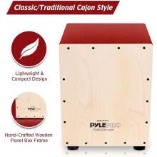 Pyle Cajon Drum Box, Birch Wood Percussion Instrument w/Built-In Snares, Deep Bass, Crisp Slap & Crackle Tones For Jam Sessions, Compact Hand Drum