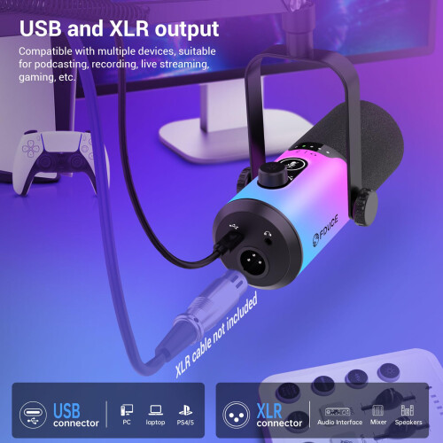 FDUCE gaming microphone for pc, Dynamic usb microphone with Stand 2