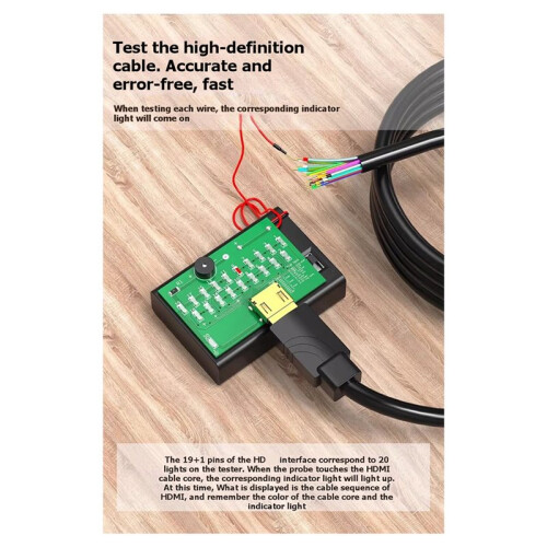 -Compatible Cable Tester/Test Card Wiring Sequence Measurement DIY Maintenance Detector HD Cable Tester Test Board 1