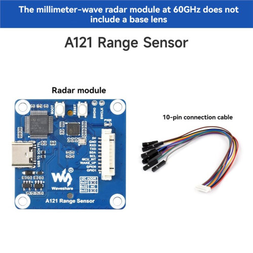 Waveshare A121 Range Sensor 60GHz Millimeter-Wave Range Module PCR Technology for Human Presence and Motion Detection 2