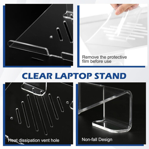 Suporte Fino de Acrílico para Laptop, Suporte de Mesa Portátil e Ventilado para Laptops de 11 A 17 Polegadas 1