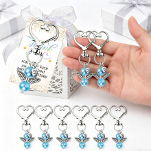 45Pcs  Beaded Angel Keychain Set with Letter Label Angel Keychain Favors Gifts for Wedding Party