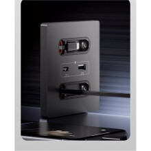 Universeel Slim Stopcontact met Oplaadkabel, 20W Snelladen, USB-C-Poort, Pc-Voedingspaneel, Type-C-Aansluiting, Donkergrijs