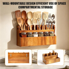 Wooden Kitchen Utensil Holder Organizer for Counter or Countertop