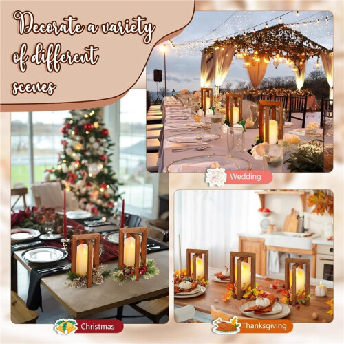 10Pcs Rustic Wood Lantern Centerpieces, Foldable Wedding Table Decorations 1