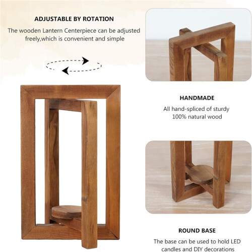 10Pcs Rustic Wood Lantern Centerpieces, Foldable Wedding Table Decorations 2