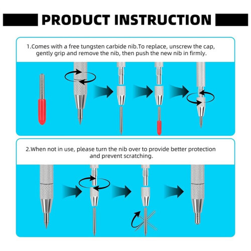 4 Pack Tungsten Carbide Scribe Pen with Magnet & 20 Replacement Tips, Scriber Marking Tool with Knurled Aluminum Handle