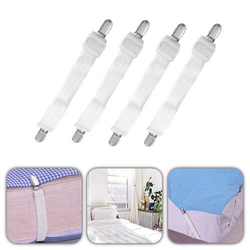 8pcs/Set Elastic Sheet Clips Double End Clips Fixed Suspender Sheet Fasteners Adjustable Length 35-70 1