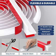 40-Foot Flexible Decorative Trim, Peel and Stick Silicone Baseboard Trim, Self Adhesive Wall Corner Trim