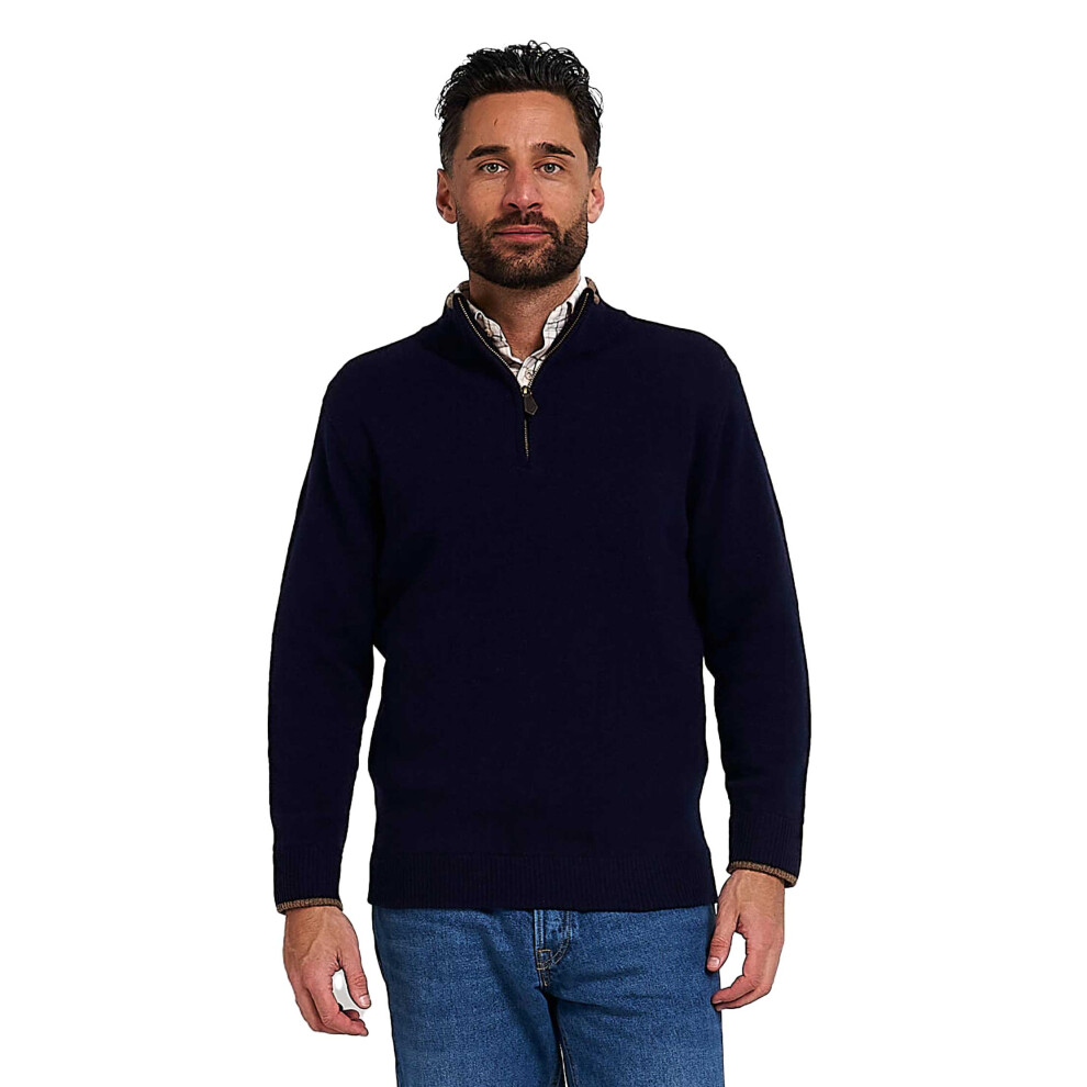 Jack Pyke Ashcombe 100% Lambswool Zip Knit Jumper Pullover Navy XX-Large Blue