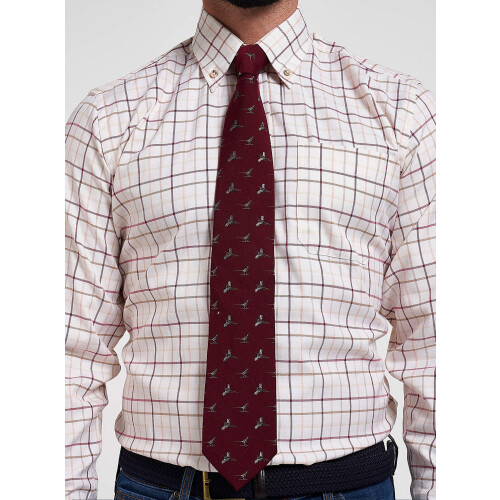 JACK PYKE JACK PYKE Pheasant Silk Tie Burgundy