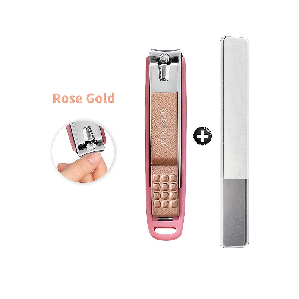 Stoyotu 2Pcs Stainless Steel Nail Clippers And File Set, Splash-Proof Design, Sharp And Durable, Comfortable Grip