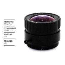 HD 3MP CCTV-Lens met 2,5 mm CS-Vatting, 1/2,7 Inch, F1.2 Groothoeklens met Vaste Diafragmaopening en Goede Prestaties Bij Weinig Licht voor