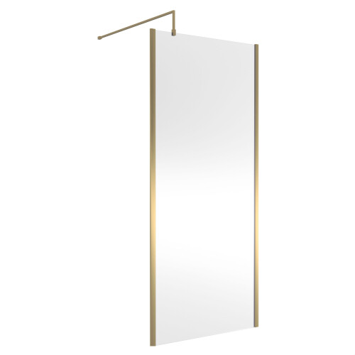 Balterley Balterley Wetroom Screen with Support Bar, 900mm, Brushed Brass 2