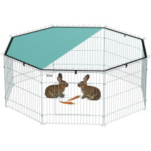 Koiran leikkiaitaus, 8-paneelinen koiratarha katolla, modulaarinen ja kokoontaitettava, kannettava aitaus 60 cm korkea