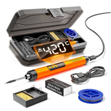Soldering Iron Kit with LED Digital Display Type-C Interface Wireless Soldering Iron Kit Temperature Welding Tool Orange