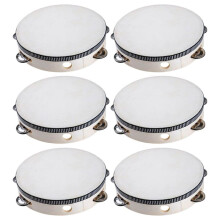 6pcs Universal Tambourine 6In Percussion Musical Instrument for Yoga Church Party School Games Recreational Gathering