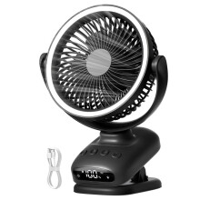 Portable Fan, 10,000mAh Silent Table Fan, Powerful USB Desk Fan with Clip and Timer, Oscillating, Rechargeable,LED