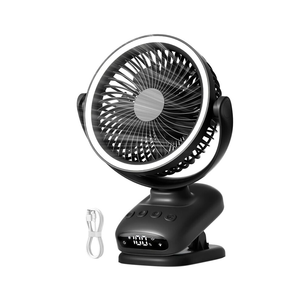 Portable Fan, 10,000Mah Silent Table Fan, Powerful Usb Desk Fan With Clip And Timer, Oscillating, Rechargeable,Led 4712538948230