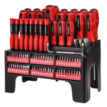 100Pcs Magnetic Screwdriver Set Tools for Professional Use with Storage Rack Red