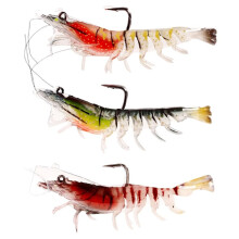3Pcs Lead Jigs Soft Shrimp Fishing Lures Artificial Silicone Lures for Freshwate and Saltwater Tackle