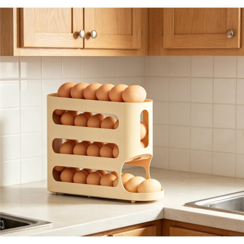 Automatic Rolling Egg Holder Rack Fridge Egg Storage Box Container Kitchen Refrigerator Egg Dispenser Fridge Organizer 1