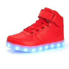 (Red,34)USB Wiederaufladbare LED Leuchten High Top Turnschuhe Kinder Freizeit Schuhe Board