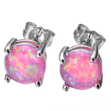 (Pink) Opal Jewelry Geometric Silver Stud Earrings Fashion Everyday Wear Women