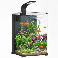 Nano-aquarium van gehard glas met ingebouwd filter, 5W-pomp en ledverlichting, 30x30x45 cm, zwart