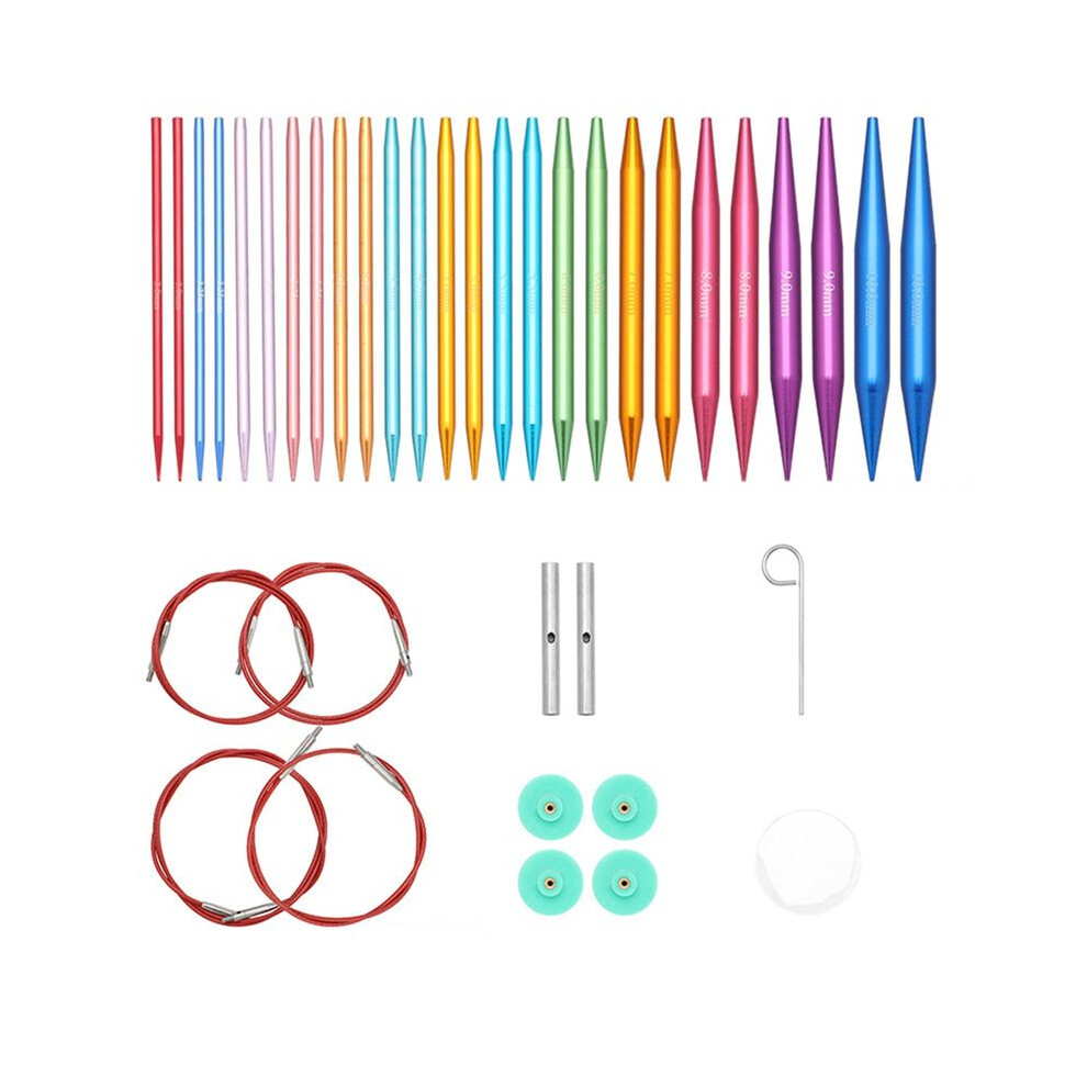 13 Pairs Interchangeable Circular Knitting Needles Set,3.0Mm-10.0Mm,Aluminum ,For Knitting Projects,Beginner 4713746282161