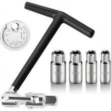 6 Wrench Set, Universal Wrench, Spark Plugs Meter, T-Handle Spark Plugs Socket Wrench