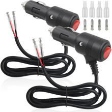 Lot de 2 Prises Allume-Cigare 12 V/24 V avec Interrupteur - Câble D'Extension 16 AWG pour Voiture, Camping-Car, Bateau, Moto (1 M)