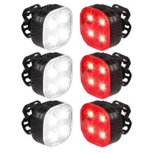 Lot de 3 Éclairages de Vélo Rechargeables Avant et Arrière, Kit D'Éclairage LED Étanche pour Vélo (Phare Avant et Feu Arrière)