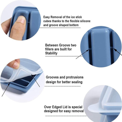 3 PCS Ice  Tray, Long Stick Tray Silicone with Lid, Rectangular Narrow Stick, Easy Release,for Juice Bottles,Parties 2