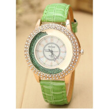 (Green) Pearl Dial Women Quartz Watch Leather Wristwatch Fashion Jewelry Gift Durable
