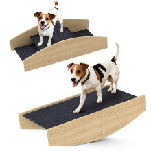 Omkeerbare 2-in-1 hondenwip, 3-treden houten hondentrap, 80x39,5x20cm, naturel hout