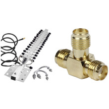 1 Pcs SMA Female to Two SMA Female Triple T RF Adapter Connector & 1 Pcs 2.4GHz 16DBI-18DBI Yagi WLAN WiFi Omni Antenna