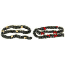 2 Pcs 2M Christmas Eve Decoration Bar Tops Ribbon Garland Christmas Tree Ornaments Party Decoration Prop, Golden & Red