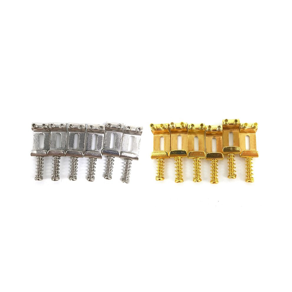 12 Roller Bridge Pull String Code Electric Guitar Saddle For Stratocaster Telecaster - 6Pcs Silver & 6Pcs Gold 6031418826450