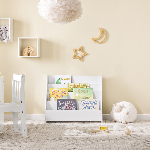 SoBuy Βιβλιοθήκη Λευκή 70x30x60 εκ. Κεκλιμένο Ράφι 1