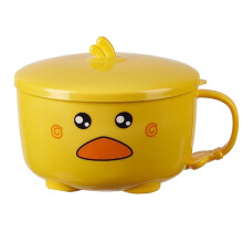 Duck Ramen Noodles Bowl with Lid Cute Stainless Steel Kitchen Fruit Instant Rice Soup Double-Layer Bowl Tableware 1