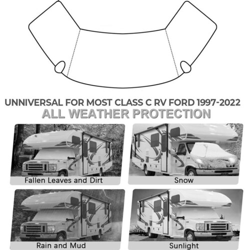 For  E450 1997-2022 Motorhome Caravan Windshield Snow Cover Front Window Sun Shade 1