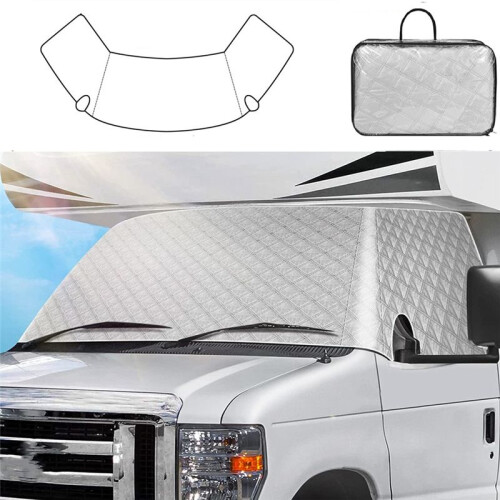For  E450 1997-2022 Motorhome Caravan Windshield Snow Cover Front Window Sun Shade 2