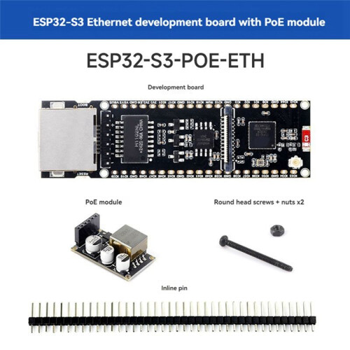 ESP32-S3 Ethernet Development Board with POE Module Supports Wi-Fi  POE Dual-Core Plate Load Type-C Interface 1