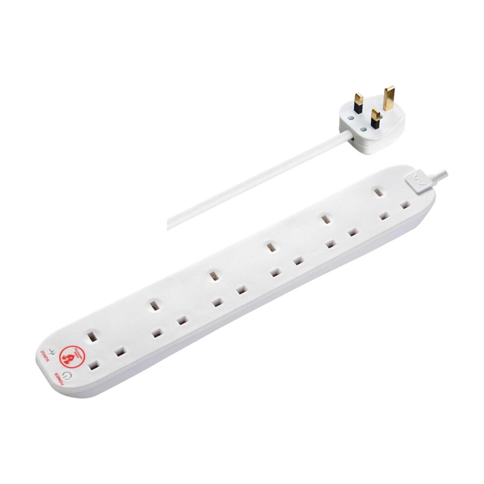 Masterplug Six Socket Surge Protected Extension Lead 2 Metres 5060930793354