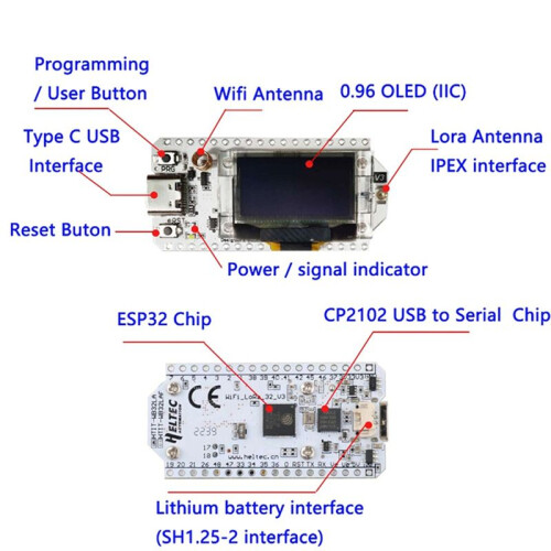 0.96 OLED SX1262 Wifi BLE ESP32 LoRa32 V3 Development Board LoRa 32 IoT Dev Board 433-510Mhz with Case Upgraded Version 2