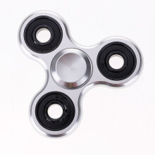 (Silver)Aluminum Alloy Fidget Spinner Tri Spinner Silent Metal Fidget Toy Relief Stress