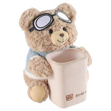 Porte-Mouchoirs et Poubelle de Voiture en Peluche Ours Mignon, Boîte à Mouchoirs 2 en 1 avec Lunettes D'Aviateur