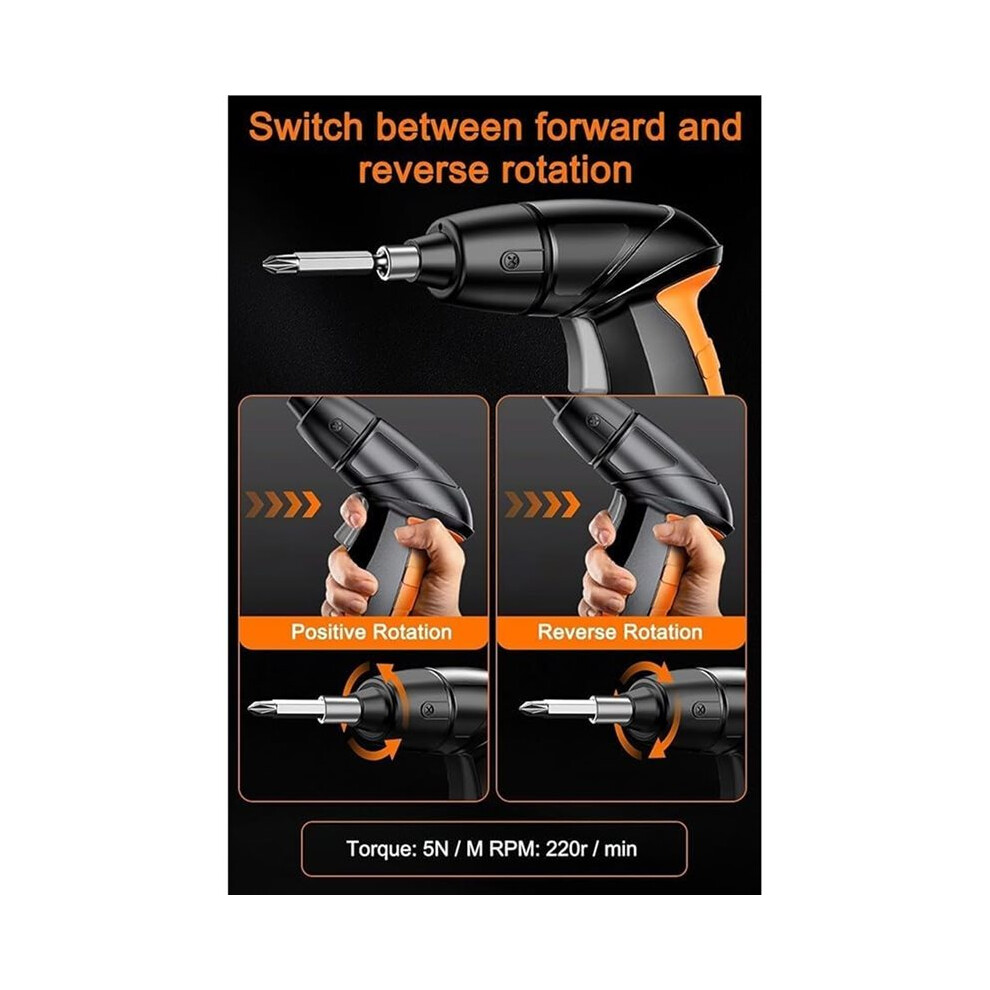 Electric Cordless Screwdriver,Portable Electric Drill Screwdrivers With 46 Drill Bits Set, Rechargeable Battery 6033321354938